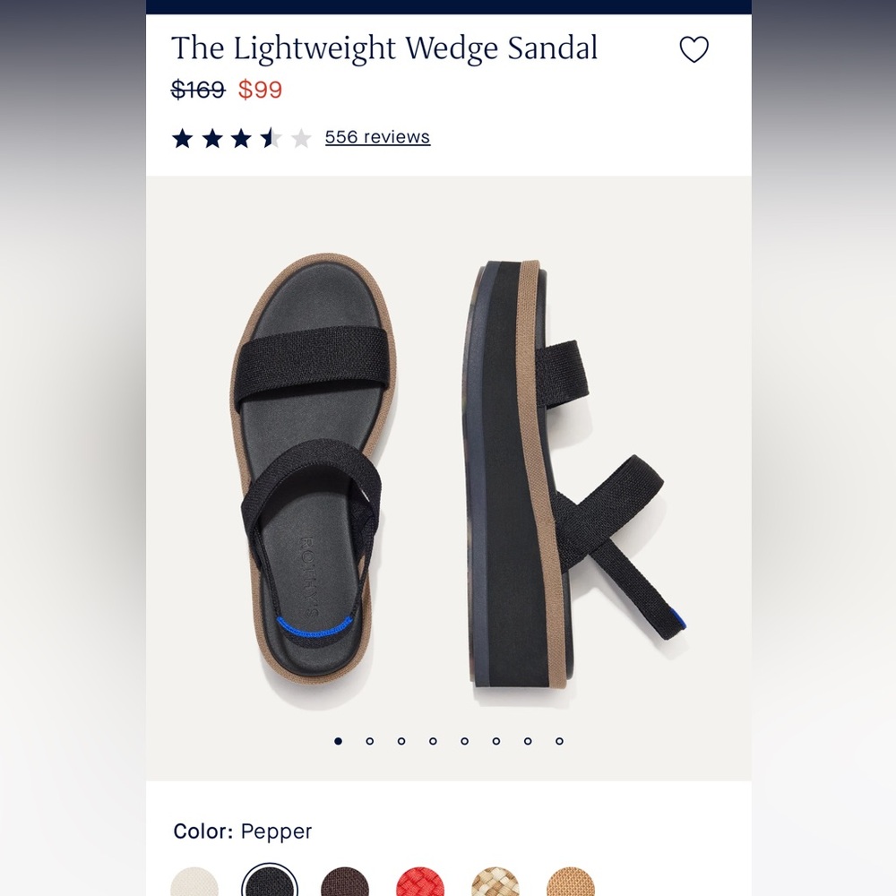 Rothy's Black and Brown Wedge Sandals